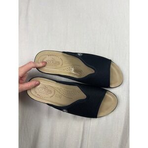 Fly Flot Womens Black Mesh Anatomic Comfort Slide Sandals Italy Size 40 9